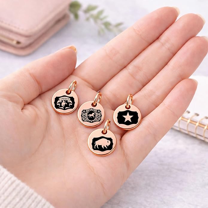 SM Design Western Charm Set of 4 – Stainless Steel Western Charms for Bracelets & Necklaces – Cowgirl, Ranch & Country Style Jewelry Charms – Western Gift for Women & Moms