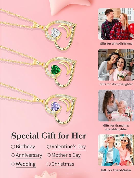 Heart Gold Necklace for Women Birthday Gifts for wife Jewelry for Wife Necklace for Girlfriend Mom Daughter Gold Jewelry for Women