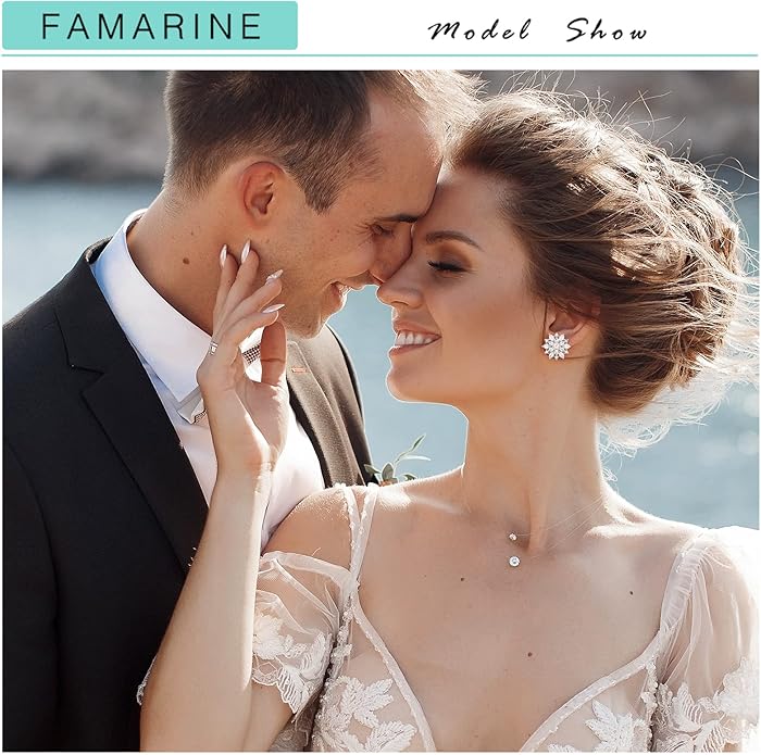 FAMARINE CZ Clip on Earrings for Women Clip Earring Non-pierced Earrings