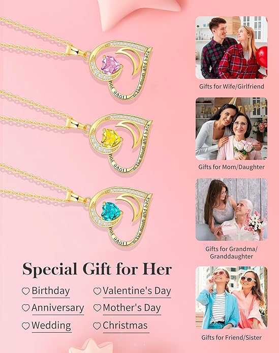 Heart Gold Necklace for Women Birthday Gifts for wife Jewelry for Wife Necklace for Girlfriend Mom Daughter Gold Jewelry for Women