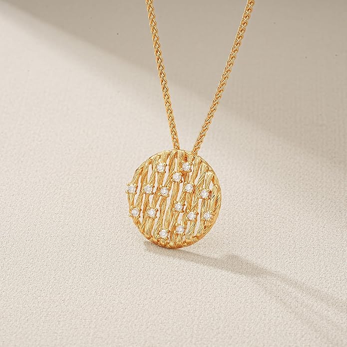 Valloey Rover Dainty Gold Necklace for Women-14K Gold Plated Simple Pendant Circle Necklace Charm Statement Long Necklaces for Women Jewelry Gifts