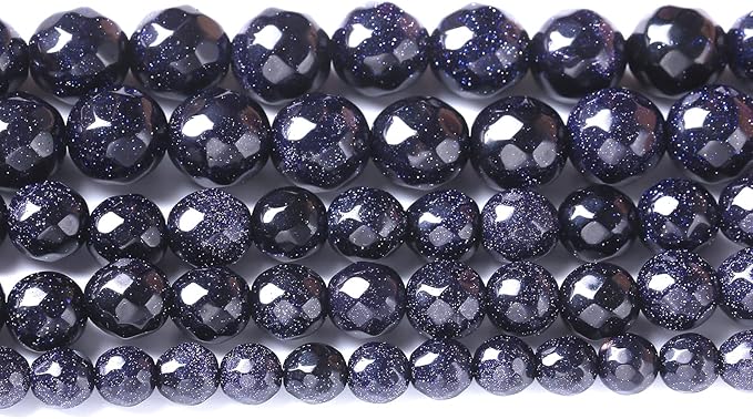 6mm 60pcs Natural Blue Sandstone Faceted Stone Beads for Jewelry Making DIY Bracelet Necklace Accessories 15" Energy Healing Power Stone Beads (Faceted Blue Sandstone, 6mm)
