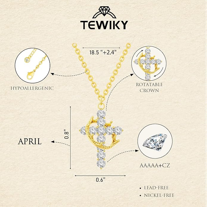 Tewiky Christian Gift Stocking Stuffers Cross Necklace for women-Dainty 14k Gold Plated/Silver Plated Pendant Necklaces Simple Cute Tiny Necklace Jewelry for Women