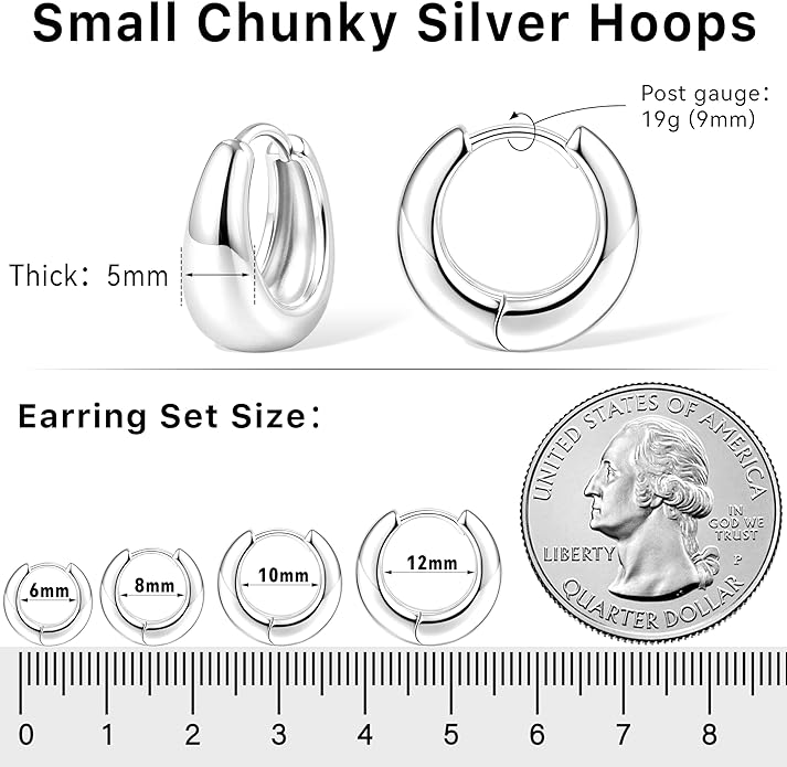 Small Gold Huggie Hoop Earrings Set for Women Men Hypoallergenic 14K Plated Stack Cartilage Earrings, Multiple Piercing Lightweight Mini Thin Cute Dainty Trendy Jewelry Set Christmas Gifts for Women