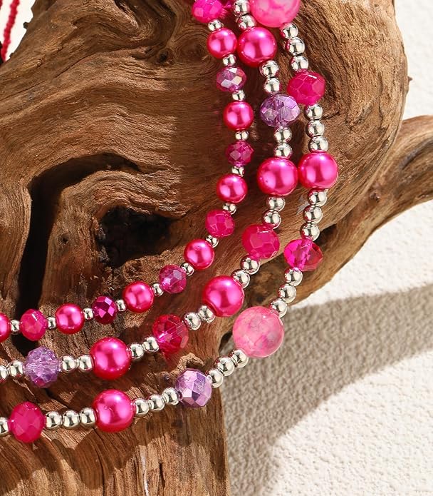 Noessla Beaded Statement Necklaces for Women Layered Chunky Bead Necklace Fashion Costume Jewelry Gifts for Mom