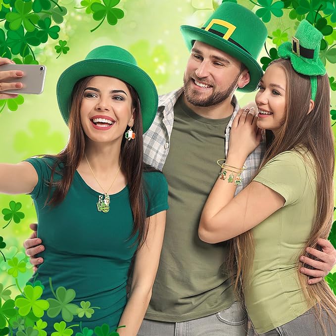 MARFOREVER 40Pcs/20 Pairs St. Patrick's Day Charms for Jewelry Making, Green Charms Assorted Shamrock Hat Coins Beer Gnome Enamel Lucky Charm Pendants for Bracelet Necklace Earrings Making Accessories