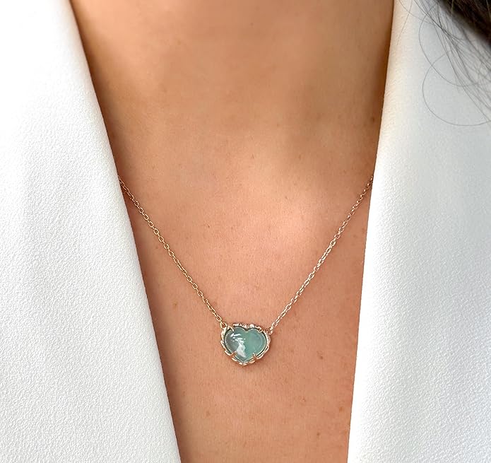 LE VIAN 3.40 Carat Aquaprase Heart Pendant Necklace for Women | Rose or Yellow Gold Plated 925 Sterling Silver Pendant for Her I Delicate Elegant Design I 18 Inch Chain Necklace with Lobster Claw