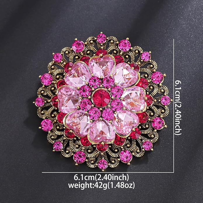 Rhinestone Crystal Flower Brooch Pin Sparkling Large Crystal Sunflower Brooch Vintage Floral Lapel Pins Rhinestone Flower Bouquet Broochs Rose Snowflake Broochs Wedding Bridal Dress Jewelry for Women
