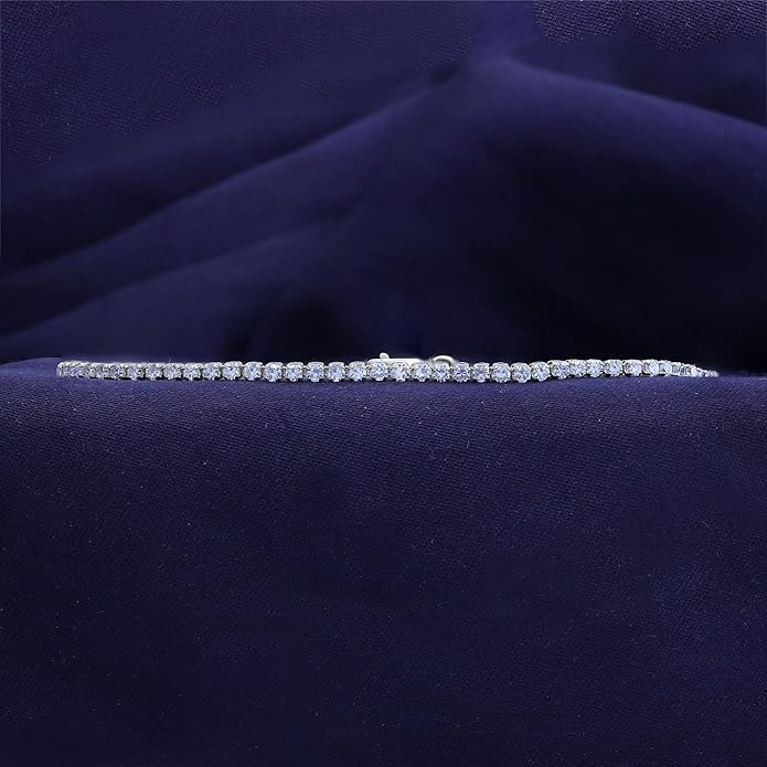 Tennis Bracelet for Women 1.10 to 1.30 Carat (ctw) Round Lab Grown Diamond Single Row Stacking Dainty Bracelets for Brides In 10K Solid Gold Or 925 Sterling Silver Jewelry Size-6.5 to 7.5 Inch