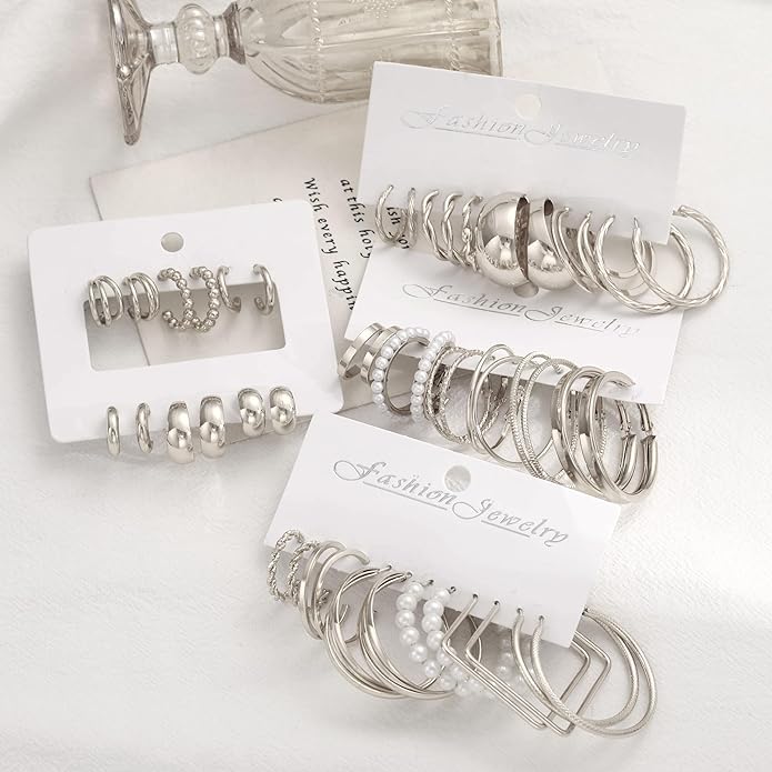 10 Pairs Chunky Gold Earrings for Women, Hypoallergenic Statement Hoops Earring for Multipack, Trendy Gold Chunky Hoop Earrings Jewelry for Gift