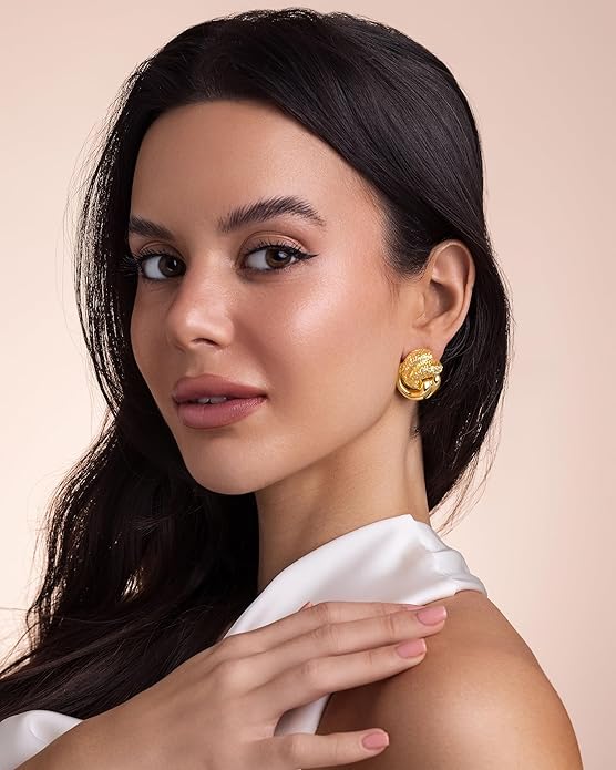 SNGIA18K Gold Plated Dangle Textured Ribbed Irregular Large Leaf Statement Earrings for Women by SNGIA, Handmade Dramatic Geometric Trendy Summer Drop Leaf Flower Jewelry Gifts, Bold Beachy Vintage Plant Fashion Drop Accessories, Vintage Nickle Free Fl...