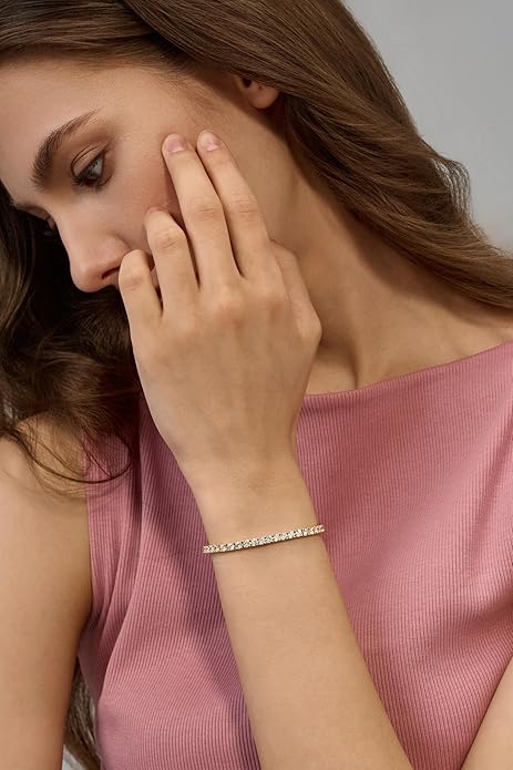 14K Gold Filled Tennis Bracelet for Women-3mm,4mm 5mm CZ Stone Classic Gold Bracelet for Women, Valentines, Mothers, Christmas Jewelry Gift for Women
