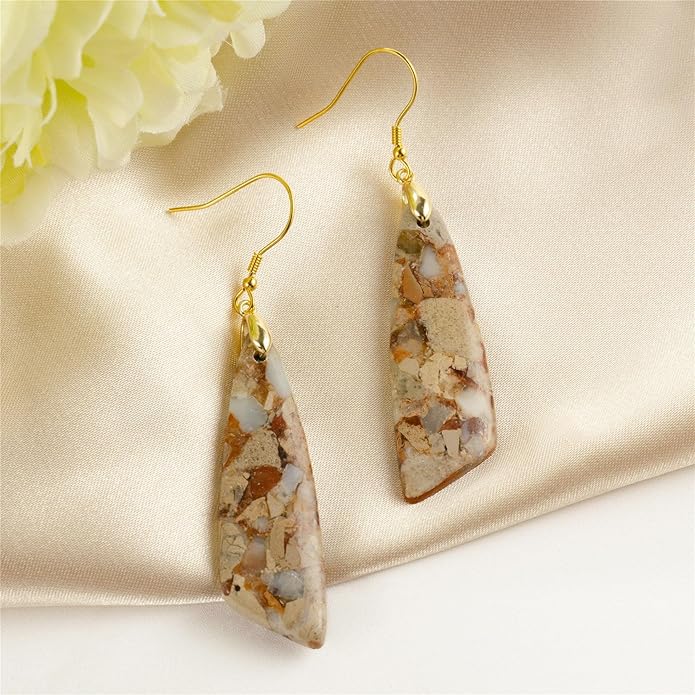 SELOVO Jasper Stone Earrings for Women Trendy Dangle Earrings Fishhook Drop Earrings