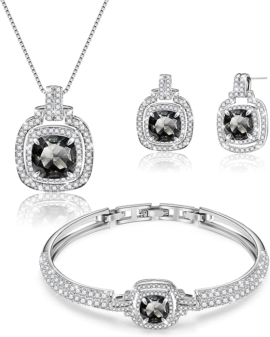 Celestial Whispers Crystal Jewelry Sets For Women Bracelet Necklace and Earrings Sets Idea Gift for Wife Girlfriend or Mothers