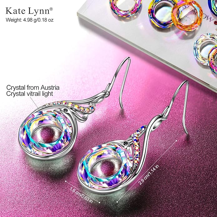 Kate Lynn "Rise From the Ashes" Phoenix Earrings, Sterling Silver Dangle Earrings with Crystals from Austria, Birthday Gift with Jewelry Box, Symbol of Luck and Renewal