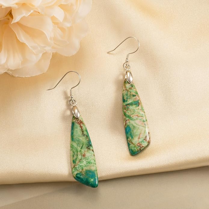 SELOVO Jasper Stone Earrings for Women Trendy Dangle Earrings Fishhook Drop Earrings