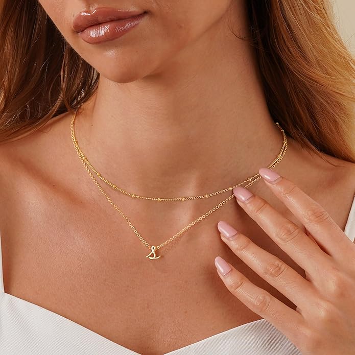 Yoosteel Valentines Gifts for Her Women - Layered Initial Necklaces for Women Trendy 14K Gold Plated Letter A-Z Necklace Gold/Silver Initial Necklace Stack Birthday Gifts for Teen Girls Jewelry