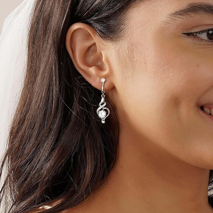 Clip On Earrings Sliver Dangle Earrings for Women Trendy Hanging Drop Earing Hypoallergenic Clip On Earring Birthday Gifts for Women Jewelry