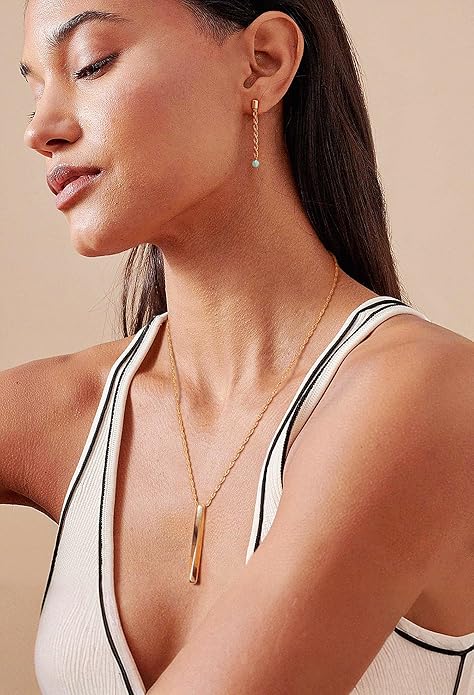 Aobei Pearl 18K Gold Plated Moon Star Lion Evil Eye Love Heart Cross Pendant Necklace Medallion Paperclip Chian Choker Layering Jewery for Women
