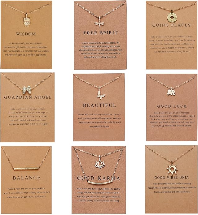 Rrdaily Stylish 9Pcs Gold Plated Necklace Set for Women,Simple Wings Butterfly Pendant Choker Necklace,Striking Friendship Birthday Festival Jewelry Gifts