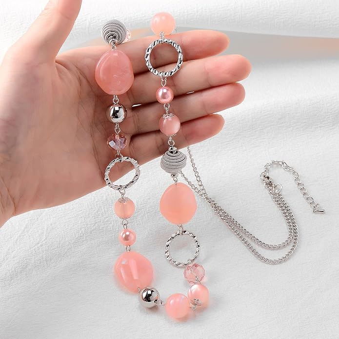 PEARL&CLUB Long Beaded Necklaces For Women - Sweater Chain Fashion Jewelry Necklace Gifts For Women