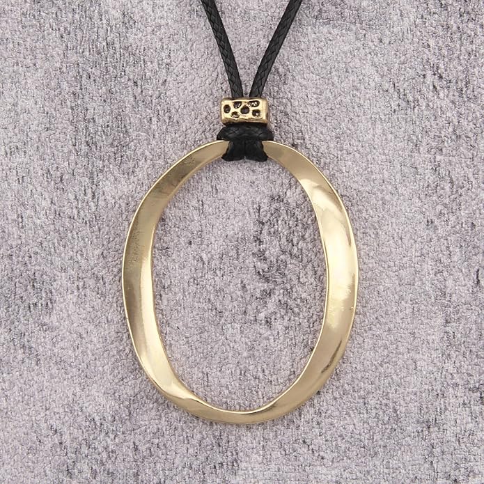 Boho Leather Necklace Women Bohemian Brown Circle Pendant Necklace Choker Long Necklaces for Women Boho Ring Large Pendant