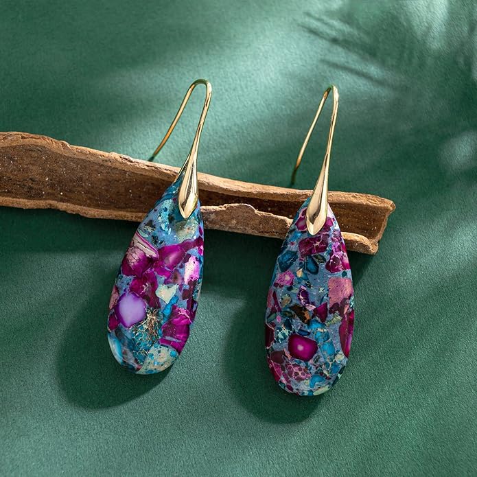 SELOVO Stone Fishhook Dangle Drop Earrings Statement Earrings for Women Stone