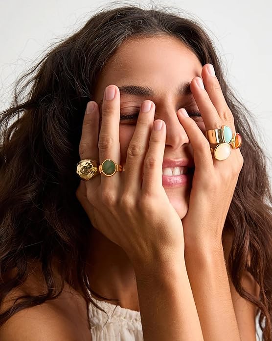YeGieonr Gold Rings for Women Trendy Non Tarnish Chunky Gold Plated Ring, Waterproof Stainless Steel Gold Jewelry Gift