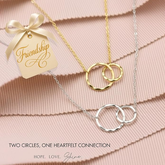 HOPE LOVE SHINE Best Friend Gift for Women - Meaningful BFF Friendship Necklace, Jewelry 16+2", 14k Gold Plated Sterling Silver