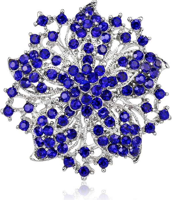 Womens Flower-shape Statement Brooch Pin Crystal Brooch for Women