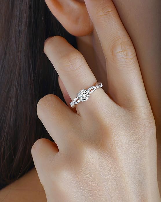 Elspeth 925 Sterling Silver Engagement Ring for Women Oval/Radiant/Pear/Princess/RoundCut Cubic Zirconia Promise Ring Size 4-10