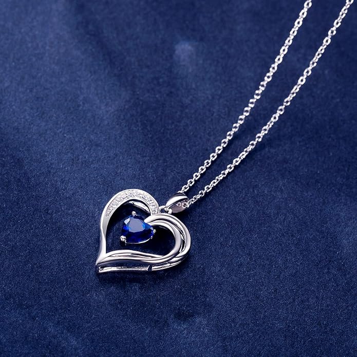 925 Sterling Silver Heart Necklace for Women Birthstone Necklace Silver Jewelry for Womens Jewelry Gifts for Women Her Mom