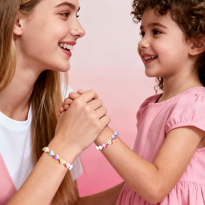 Valentines Day Gifts for Kids Women Girls, Initial Heart Bracelets for Teen Girls Young Women Bulk, Cute Preppy Letter A-Z Charm Bracelet, Personalized Happy 3-18 Year Old Birthday Gifts for Daughter, Lover, Sisters, Toddler