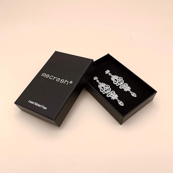 mecresh Gold/Silver Rhinestone Chandelier Wedding Bridal Dangle Earrings