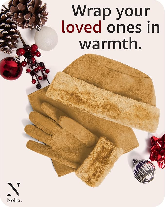 boxed-gifts Women's Warm Fleece Winter - Women's Hat and Glove Set + Hats Gloves Scarves for Women