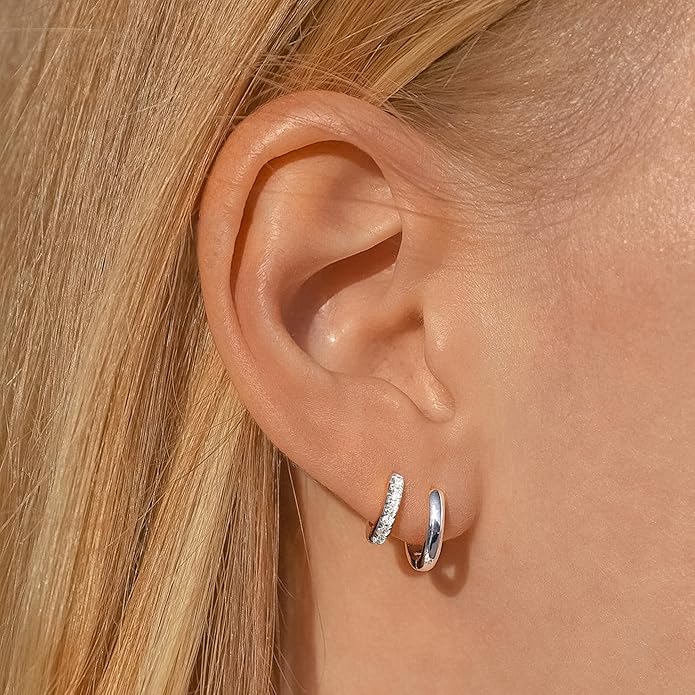 Small Gold Huggie Hoop Earrings Set for Women Men Hypoallergenic 14K Plated Stack Cartilage Earrings, Multiple Piercing Lightweight Mini Thin Cute Dainty Trendy Jewelry Set Christmas Gifts for Women