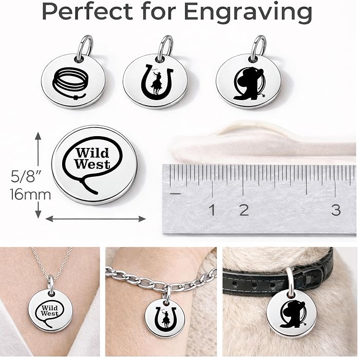 SM Design Western Charm Set of 4 – Stainless Steel Western Charms for Bracelets & Necklaces – Cowgirl, Ranch & Country Style Jewelry Charms – Western Gift for Women & Moms