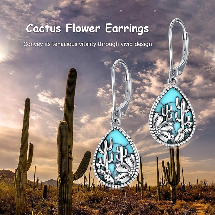 Western Earrings for Women 925 Sterling Silver Turquoise Western Country Dangle Drop Earrings Country Jewelry Gifts for Cowgirl Cowboy