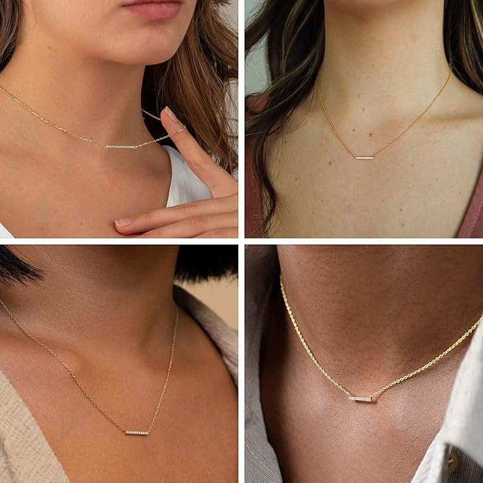 14K Gold Plated Dainty Pendant Butterfly Bead Boot Bee Baseball Flower Compass Airplane Heart Hummingbird Tree Necklace Simple Jewelry Gift for Women