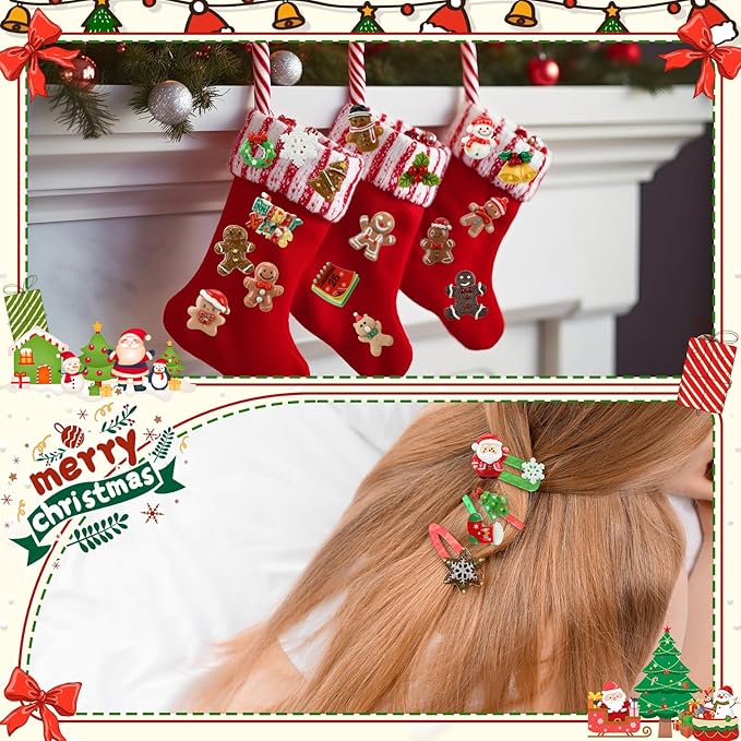 Giegxin 40 Pcs Christmas Resin Charm Kawaii Gingerbread Snowman Santa Xmas Tree Flat Back Cabochon Accessories Cute Embellishments Bulk for Christmas Decoration Jewelry Cellphone Case Scrapbooking DIY