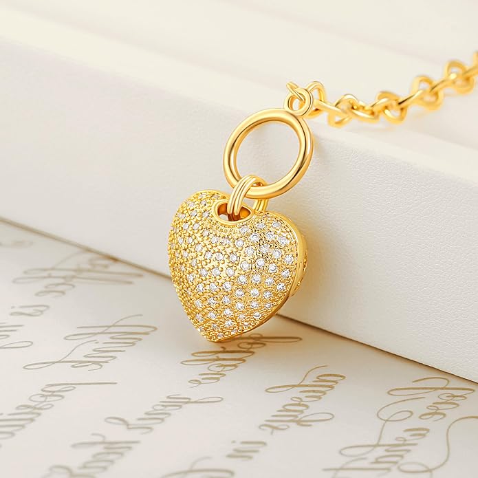 Aobei Pearl 18K Gold Plated Moon Star Lion Evil Eye Love Heart Cross Pendant Necklace Medallion Paperclip Chian Choker Layering Jewery for Women