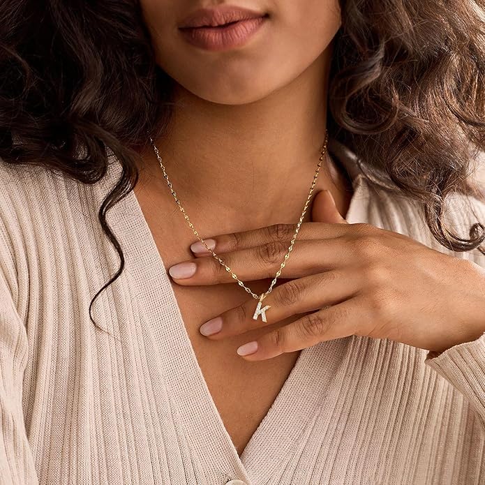 Initial Necklaces for Women,14K Gold Plated Necklaces, A-Z Letter Pendant Charm Necklace Trendy Dainty Hypoallergenic CZ Custom Personalized Name Necklace Gold Jewelry Birthday Christmas Gift for Her