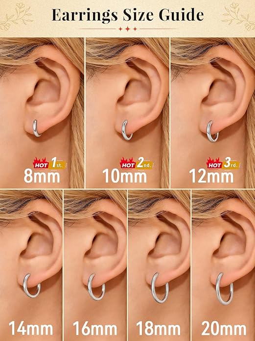 FaithHeart Sterling Silver Hoop Earrings for Women, Hypoallergenic Huggie Hoop Earrings Lightweight Small Cartilage Earrings Hoop Earring Dainty Everyday Earrings 6/8/10/12/14/15/16/18/20mm