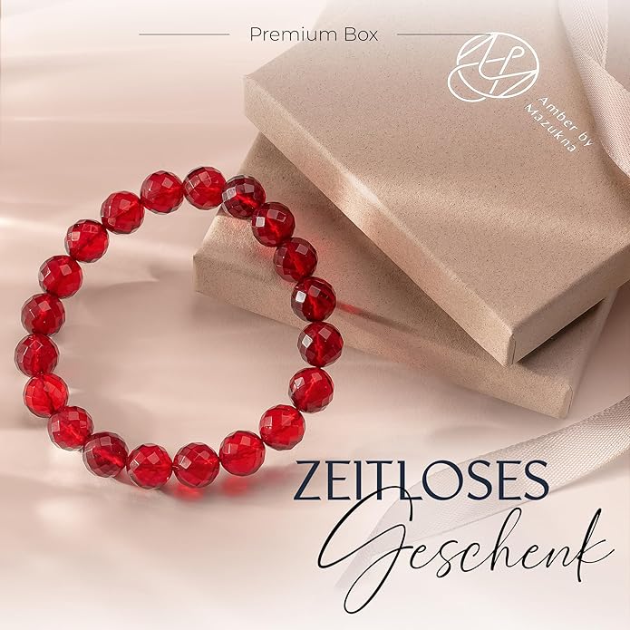 Natural Baltic Amber Bracelet for Women and Men – Stretch Wristband with Faceted Beads, Lightweight Unisex Jewelry Gift for Daily and Casual Wear