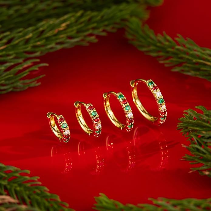 Small Gold Huggie Hoop Earrings Set for Women Men Hypoallergenic 14K Plated Stack Cartilage Earrings, Multiple Piercing Lightweight Mini Thin Cute Dainty Trendy Jewelry Set Christmas Gifts for Women