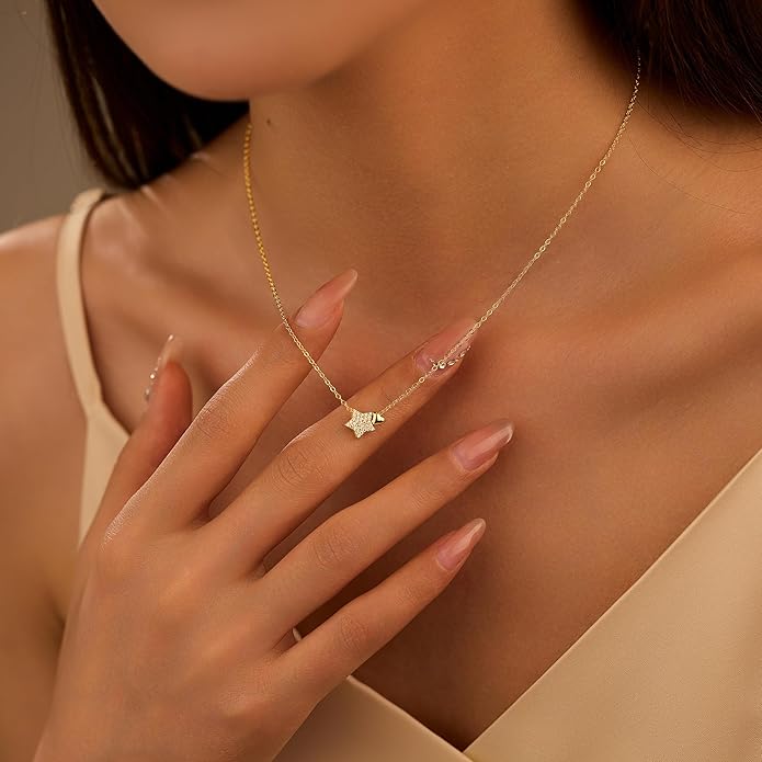 LOVECOM Valentines Gifts S925 Sterling Silver Heart Necklace for Women Dainty 14k Gold Plated CZ Infinity Double Cross Star Pendant Choker Necklaces Trendy Bead Chain Jewelry Gifts for Mom Daughter