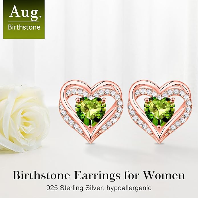 Iefil Valentine Day Gifts for Her - 925 Sterling Silver Heart Stud Earrings Birthday Gifts for Women