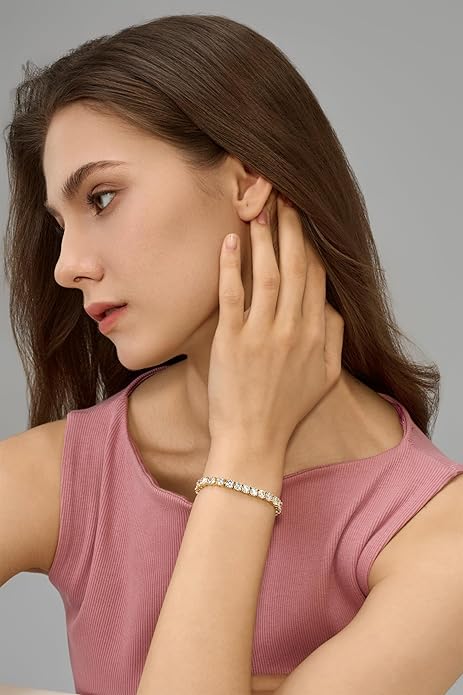 14K Gold Filled Tennis Bracelet for Women-3mm,4mm 5mm CZ Stone Classic Gold Bracelet for Women, Valentines, Mothers, Christmas Jewelry Gift for Women