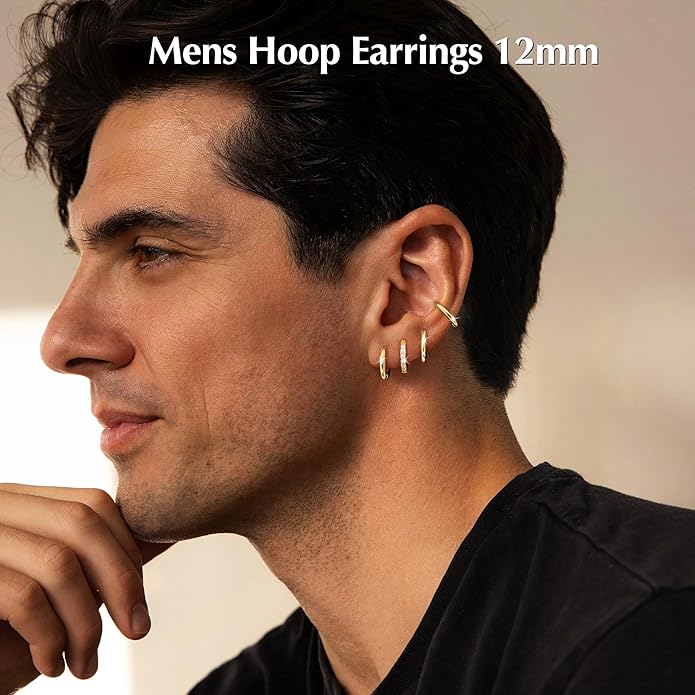 Small Gold Huggie Hoop Earrings Set for Women Men Hypoallergenic 14K Plated Stack Cartilage Earrings, Multiple Piercing Lightweight Mini Thin Cute Dainty Trendy Jewelry Set Christmas Gifts for Women