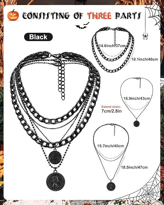 MJartoria Layered Necklaces for Women Trendy Retro Coin Pendant Necklace Dainty Chunky Chain Necklaces for Jewelry Birthday Gifts